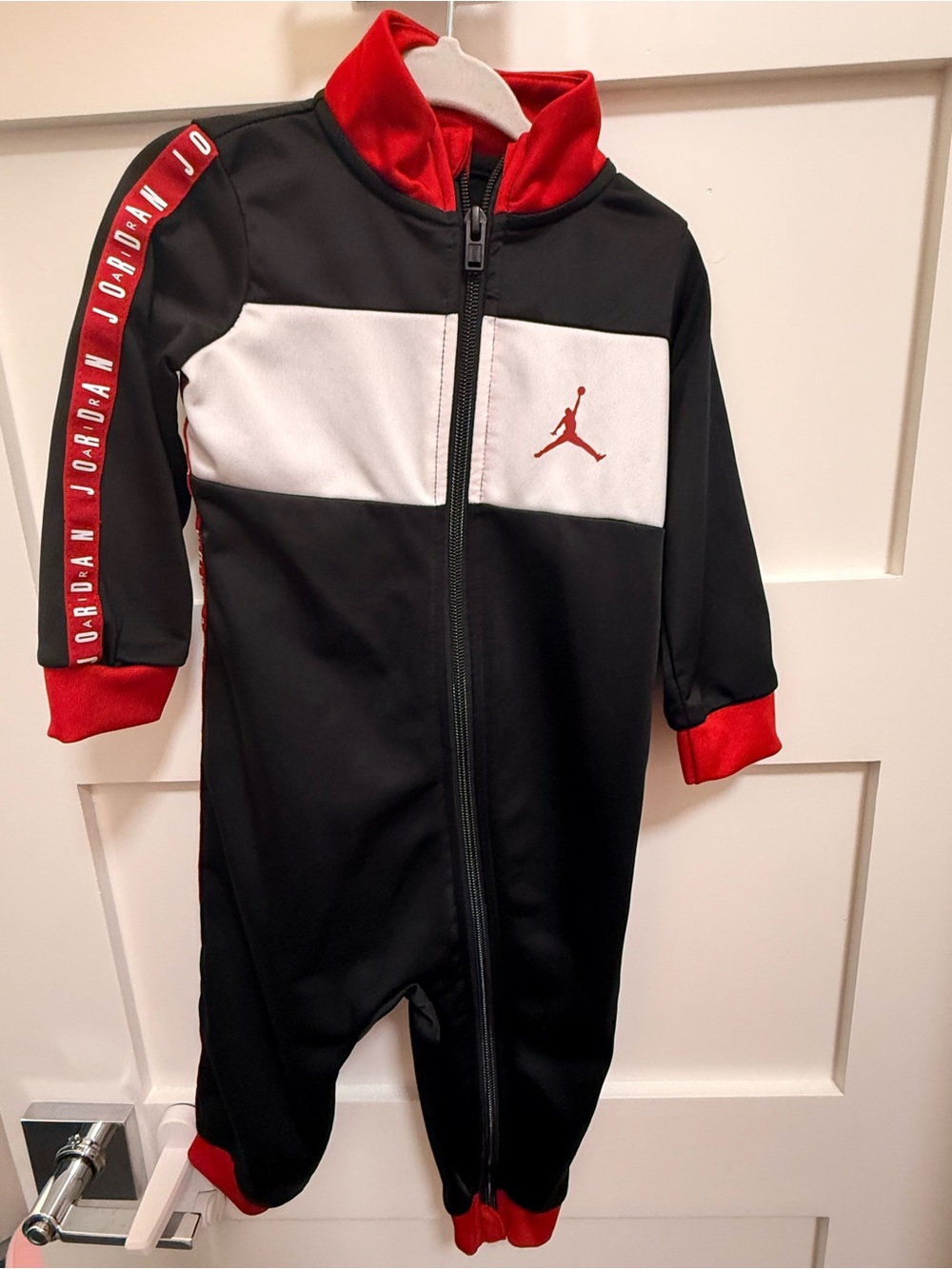 Jordan Black, Red & White Baby One-Piece Jumpsuit